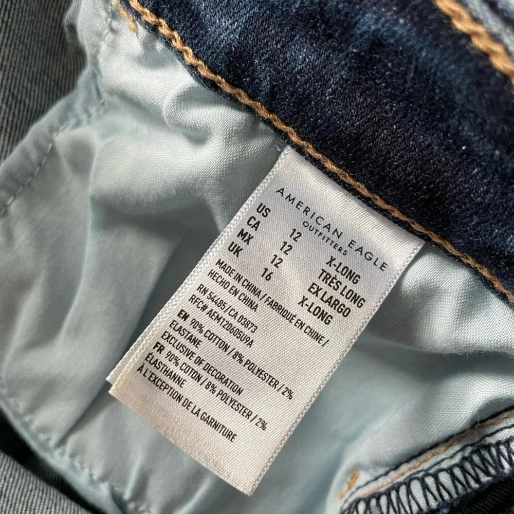 SOLD AE Next Level Super High-Waisted Dark Blue Jegging size 12 X-long - Picture 12 of 15